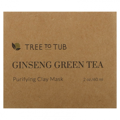 Tree To Tub, Маска с активированным углем и глиной для чувствительной кожи, с женьшенем и зеленым чаем, 60 мл (2 жидк. Унции) #1