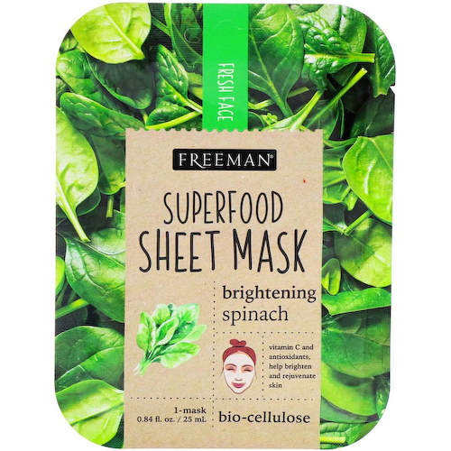 Freeman Beauty, тканевая маска с суперфудами, шпинат для сияющей кожи, 1 шт., 25 мл (0,84 жидк. унции) #1
