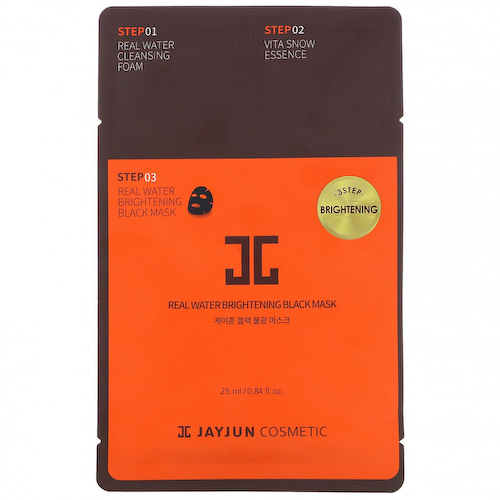 Jayjun Cosmetic, Real Water Brightening Black, маска, 3 этапа улучшения цвета, 1 набор #1