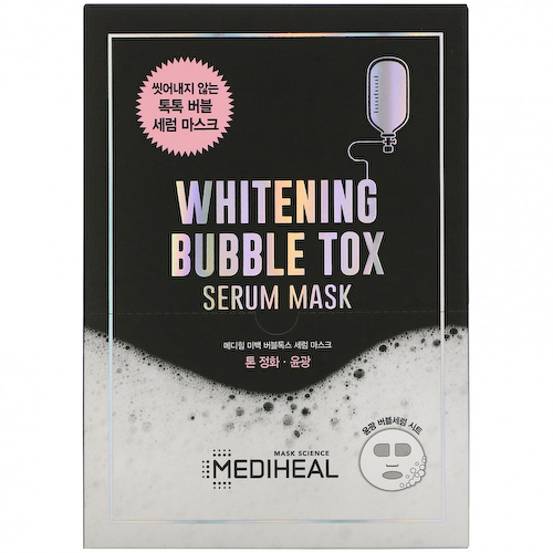 Mediheal, Bubble Tox, осветляющая маска с сывороткой, 10 листов, по 21 мл #1