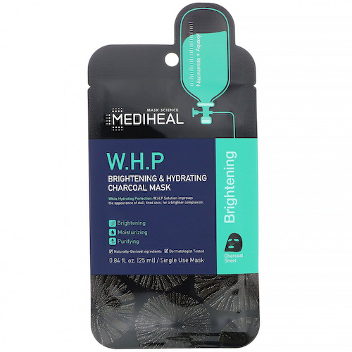 Mediheal, W.H.P., осветляющая и увлажняющая, тканевая угольная маска, 5 шт., по 25 мл (0,84 жидк. унции) #1