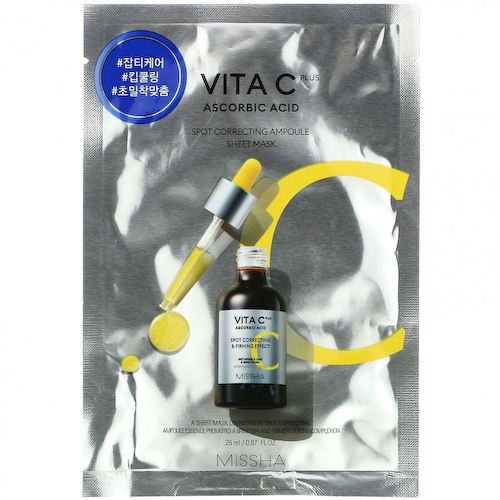 Missha, Vita C Ascorbic Acid, Spot Correcting Ampoule Beauty Sheet Mask, 1 Beauty Sheet Mask, 0.87 fl oz (26 ml) #1