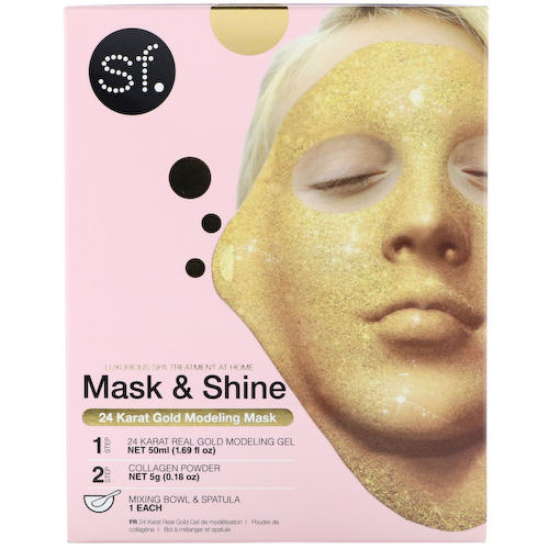 SFGlow, Mask & Shine, моделирующая косметическая маска с 24-каратным золота, набор из 4 предметов #1