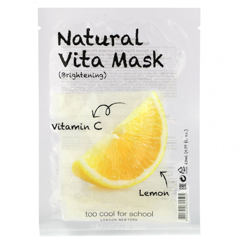 Too Cool for School, Natural Vita Beauty Mask (Осветляющая) с витамином C и лимоном, 1 маска, 0,77 жидкой унции (23 мл) #1