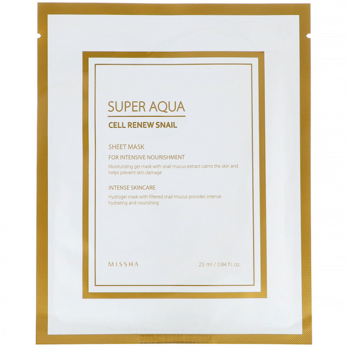 Missha, Super Aqua, тканевая маска с улиткой для восстановления клеток, 1 шт., 25 мл (0,84 жидк. унции) #1