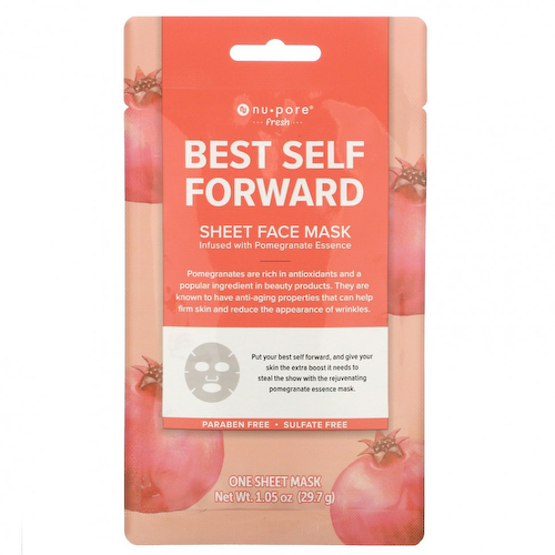 Nu-Pore, Best Self Forward, тканевая маска для лица, гранат, 1 шт., 29,7 г(1,05 унции) #1