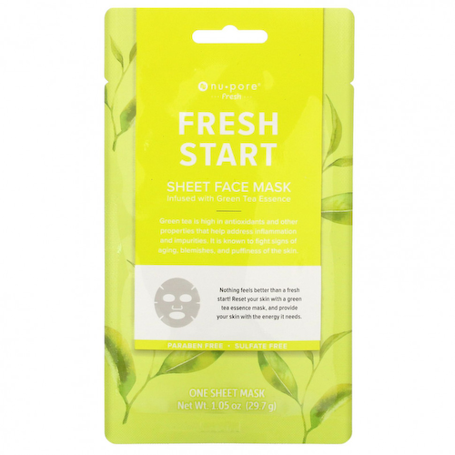 Nu-Pore, Fresh Start, тканевая маска для лица, зеленый чай, 1 шт., 29,7 г (1,05 унции) #1