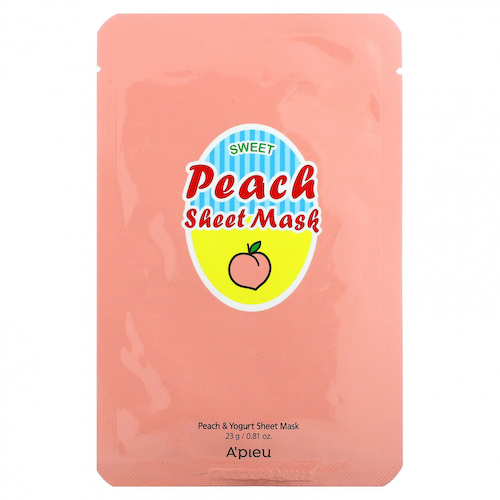 A'Pieu, Тканевая маска для красоты Sweet Peach, персик и йогурт, 1 шт., 23 г (0,81 унции) #1