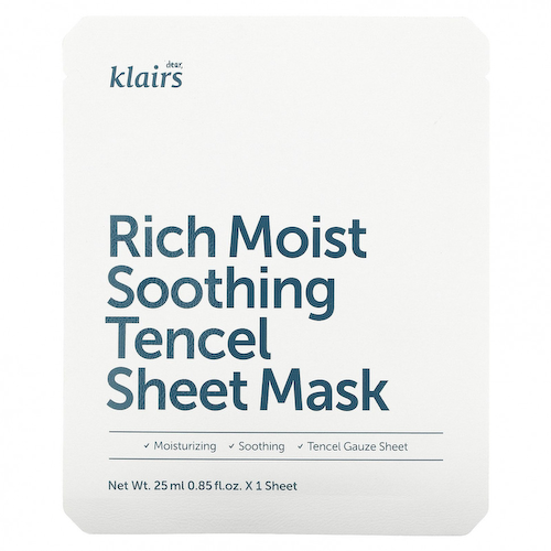 Dear, Klairs, Rich Moist Soothing Tencel, тканевая маска, 1 шт., 25 мл (0,85 жидк. унции) #1