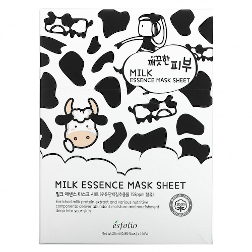 Esfolio, Milk Essence Beauty Тканевая маска, 10 листовых масок, 25 мл (0,85 жидк. Унции) #1