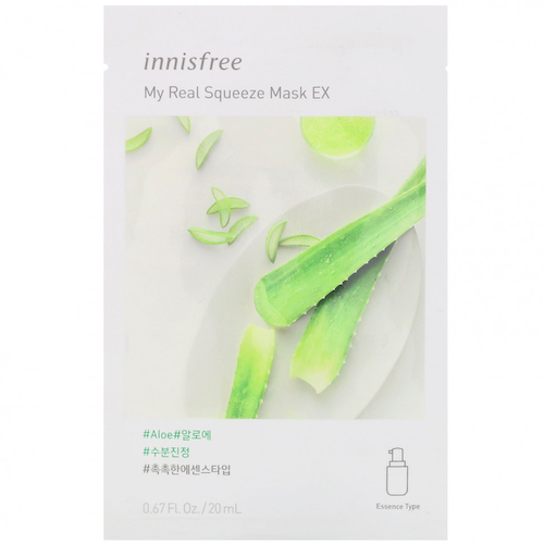 Innisfree, My Real Squeeze Beauty Mask EX, тканевая маска с алоэ, 1 шт., 20 мл (0,67 жидк. унции) #1