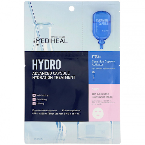 Mediheal, Hydro, улучшенная увлажняющая тканевая маска с капсулой, 1 шт., 23 мл (0,77 жидк. унции) #1