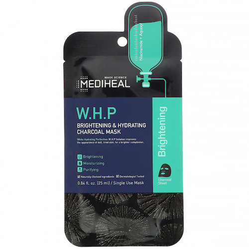 Mediheal, W.H.P., тканевая угольная маска, осветляющая и увлажняющая, 1 шт., 25 мл (0,84 жидк. унции) #1