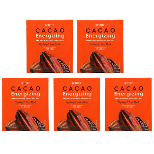 Petitfee, Cacao Energizing Hydrogel Face Mask, 5 Pack, 1.12 oz (32 g) #1