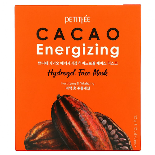 Petitfee, Cacao Energizing Hydrogel Face Mask, 5 Pack, 1.12 oz (32 g) #1