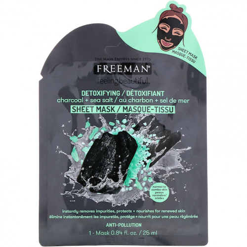 Freeman Beauty, Feeling Beautiful, детоксифицирующая тканевая маска, древесный уголь и морская соль, 1 шт., 25 мл (0,84 жидк. унции) #1