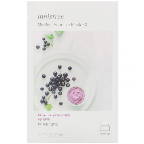 Innisfree, My Real Squeeze Beauty Mask EX, тканевая маска с ягодами асаи, 1 шт., 20 мл (0,67 жидк. унции) #1