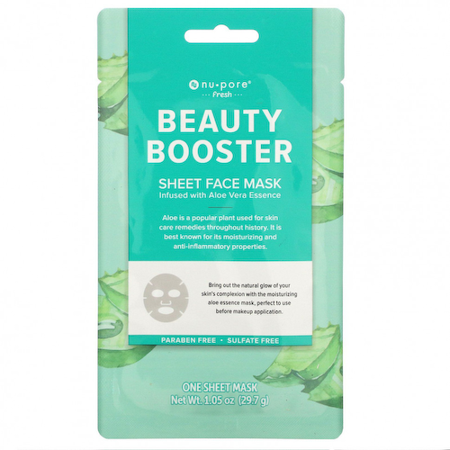 Nu-Pore, Beauty Booster, тканевая маска для лица с алоэ вера, 1 шт., 29,7 г (1,05 унции) #1