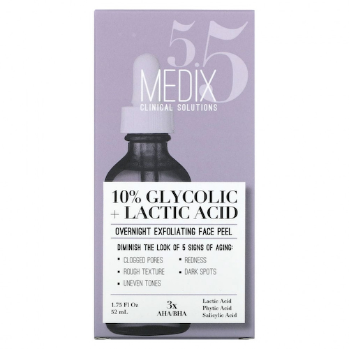 Medix 5.5, 10% гликолевая + молочная кислота, ночной отшелушивающий пилинг для лица, 52 мл (1,75 жидк. Унции) #1