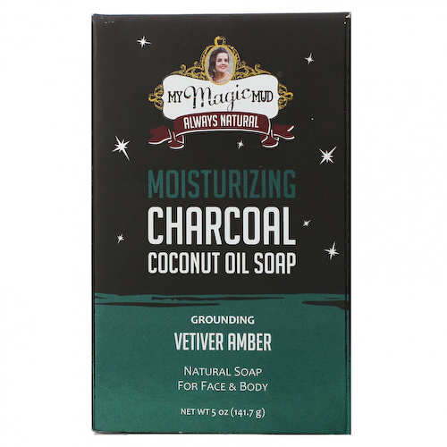 My Magic Mud, Charcoal, мыло с кокосовым маслом, питательный ветивер и янтарь, 141,7 г (5 унций) #1