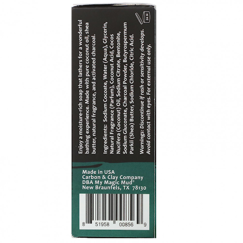 My Magic Mud, Charcoal, мыло с кокосовым маслом, питательный ветивер и янтарь, 141,7 г (5 унций) #1