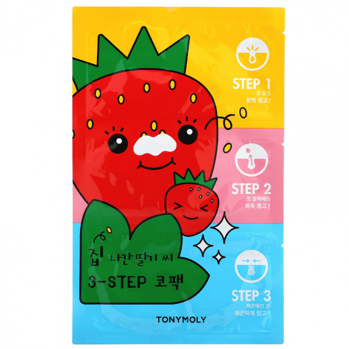 Tony Moly, Runaway Strawberry Seeds, 3-ступенчатая упаковка для носа, 1 набор #1