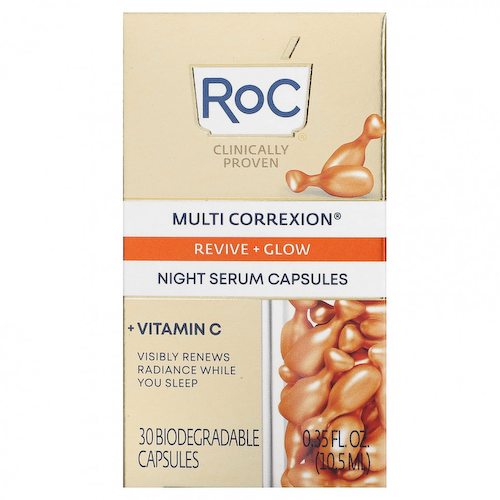 RoC, Multi Correxion, ночная сыворотка в капсулах, без отдушек, 30 биоразлагаемых капсул, 10,5 мл (0,35 жидк. Унции) #1