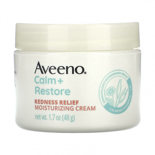 Aveeno, Calm + Restore, увлажняющий крем для снятия покраснений, для чувствительной кожи, без отдушек, 48 г (1,7 унции) #1