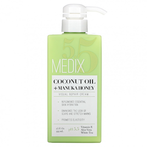 Medix 5.5, Кокосовое масло + мед манука, крем для восстановления кожи, 15 жидких унций (444 мл) #1