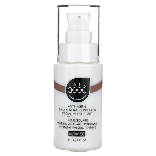 All Good Products, Anti-Aging, ежедневное минеральное солнцезащитное средство, увлажняющее средство для лица, SPF 50, 30 мл (1 жидк. Унция) #1