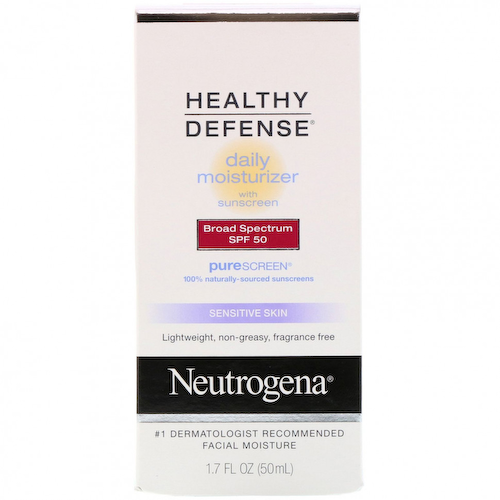 Neutrogena, Healthy Defense, дневной увлажняющий солнцезащитный крем широкого спектра защиты для чувствительной кожи, SPF 50, 50 мл (1,7 жидк. унции) #1