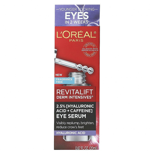 L'Oréal, Revitalift Derm Intensives, 2,5% [гиалуроновая кислота + кофеин] сыворотка для кожи вокруг глаз, без отдушек, 20 мл (0,67 жидк. Унции) #1
