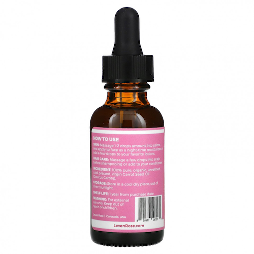 Leven Rose, 100% чистое и органическое, масло семян моркови, 30 мл (1 жидк. Унция) #1