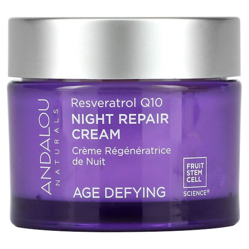 Andalou Naturals, Ночной восстанавливающий крем, Ресвератрол Q10, против старения, 50 мл #1