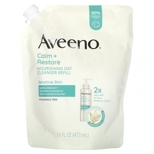 Aveeno, Calm + Restore, питательное очищающее средство для овса, заправка, без отдушек, 473 мл (16 жидк. Унций) #1