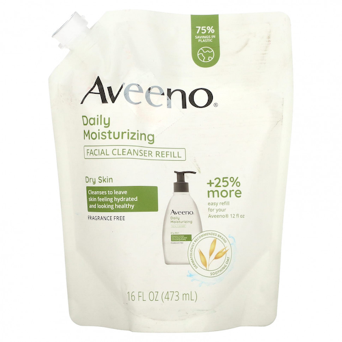 Aveeno, Ежедневное увлажнение, очищающее средство для лица, для сухой кожи, без отдушек, 16 жидк. Унций (473 мл) #1