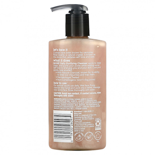 Biore, Очищающее средство Daily Purifying Cleanser, розовый кварц + древесный уголь, 6,77 жидких унций (200 мл) #1