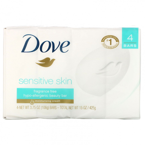 Dove, Косметическое мыло для чувствительной кожи, без отдушек, 4 шт. по 106 г (3,75 унции) #1