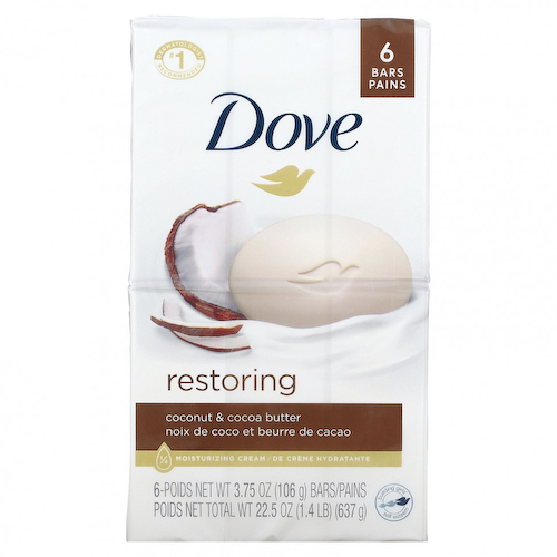Dove, восстанавливающее, с кокосом и кокосовым маслом, 6 кусков по 106 г (3,75 унции) #1