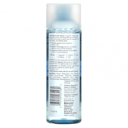 Eucerin, Hydrating Micellar Water + Hyaluronic Acid, 6.8 fl oz (200 ml) #1