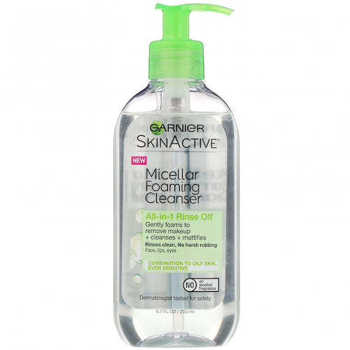 Garnier, SkinActive, мицеллярная очищающая пенка, «все в 1», легко смывающаяся, для комбинированной и жирной кожи, 200 мл #1