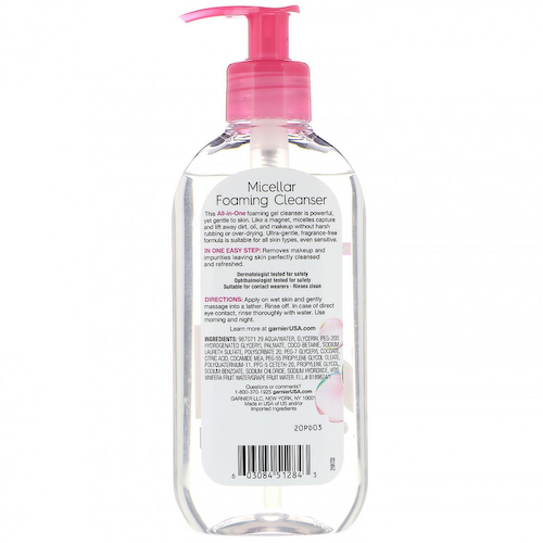 Garnier, SkinActive, мицеллярная очищающая пенка, многоцелевая, легко смывающаяся, для всех типов кожи, 200 мл (6,7 жидк. унции) #1