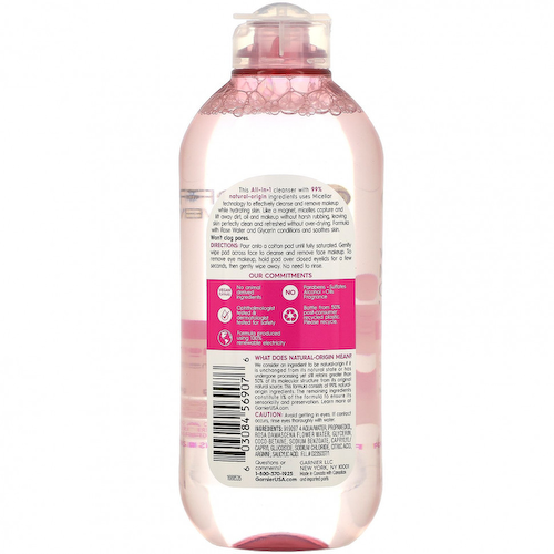 Garnier, SkinActive, Water Rose Micellar Cleansing Water, 13.5 fl oz (400 ml) #1