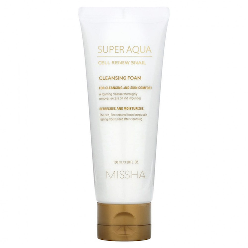 Missha, Super Aqua, очищающая пенка с экстрактом секрета улитки для восстановления клеток кожи, 100 мл (3,38 жидк. унции) #1