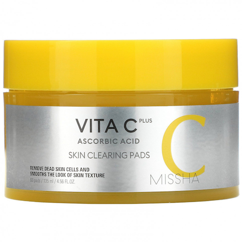 Missha, Vita C Plus Ascorbic Acid, Салфетки для очищения кожи, 60 подушечек #1