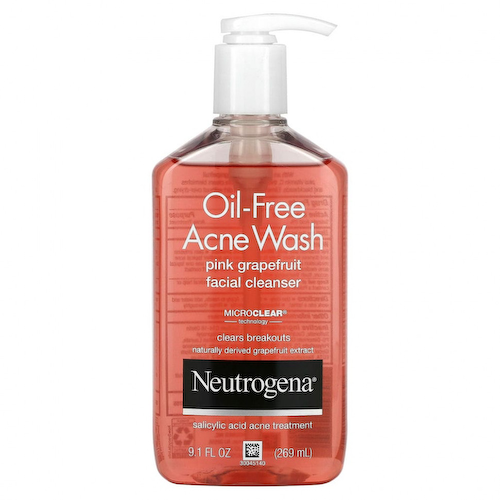 Neutrogena, средство для умывания без масла от угревой сыпи, очищающее средство для лица с розовым грейпфрутом, 269 мл (9.1 жидк. унции) #1