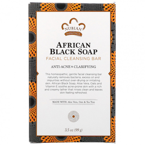 Nubian Heritage, African Black Soap, очищающее мыло для лица, 99 г (3,5 унции) #1
