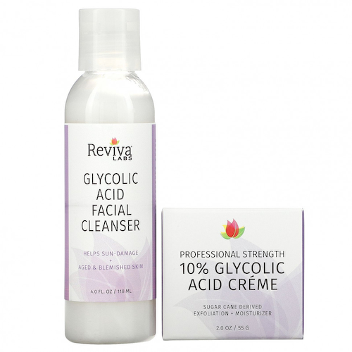 Reviva Labs, Glycolic Duo, крем с 10% гликолевой кислотой и очищающее средство для лица с гликолевой кислотой, 2 шт. #1