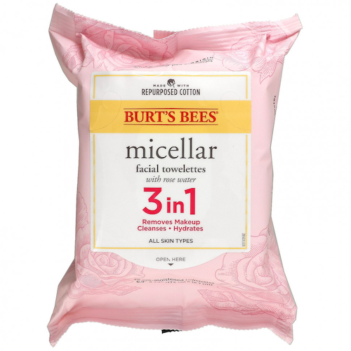 Burt's Bees, Мицеллярные салфетки 3-в-1, с розовой водой, 30 предварительно увлажненных салфеток #1