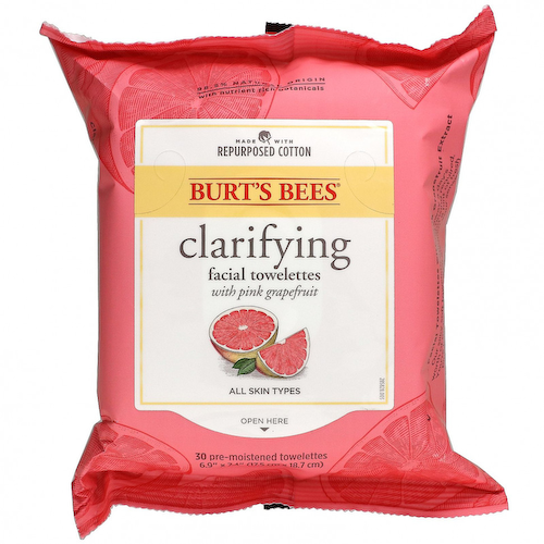 Burt's Bees, Очищающие салфетки для лица с розовым грейпфрутом, 30 предварительно увлажненных салфеток #1
